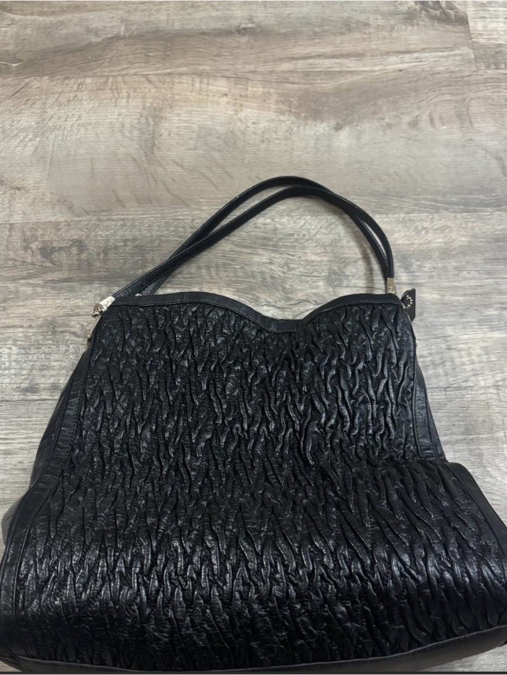 Black Textured Shoulder Bag - Unbranded